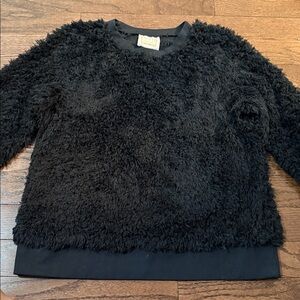 Sail to Sable Black Fuzzy Crew Neck Sweater